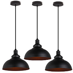 Stoex 3PCS Suspension Luminaire Rétro Vintage Douille E27 Lustre D'Intérieur Abat-Jour en Métal Pour Bar, Grange, Café, Loft, Noir