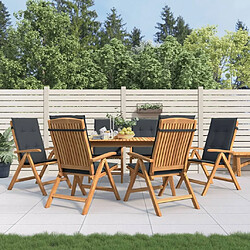 Maison Chic Lot de 6 Chaises de jardin inclinables,Fauteuil d'extérieur et coussins bois teck -MN74621