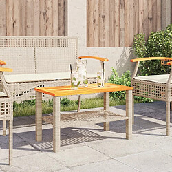 Avis Maison Chic Table de jardin | Table d'extérieur beige 70x38x42 cm résine tressée et bois acacia -GKD53248