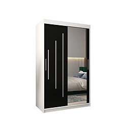 Abiks Meble Armoire YORK 2 À Portes Coulissantes 200/120/62 2 Portes (Blanc/Noir)