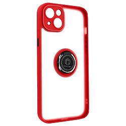 Avizar Coque pour iPhone 14 Plus Bi-matière Bague Métallique Support Vidéo rouge