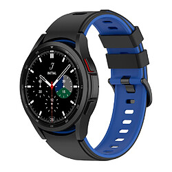 Bracelet en silicone bicolore, respirant, noir/bleu pour votre Samsung Watch4 40mm 44mm/Watch4 Classic 42mm 46mm/Watch Active2 40mm 44mm/Watch3 41mm