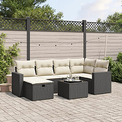 Maison Chic Ensemble Tables et chaises d'extérieur 7pcs avec coussins,Salon de jardin noir résine tressée -GKD482844