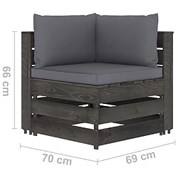 Acheter vidaXL Canapé de jardin 2 places avec coussins bois imprégné de gris