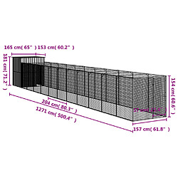 vidaXL Niche pour chien avec cour anthracite 165x1271x181 cm pas cher