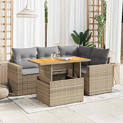 vidaXL Salon de jardin avec coussins 5 pcs beige résine tressée