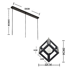 Stoex Lustre Creative Cube Plafonnier Antique Noire 3 Lumières Suspension Luminaire Rétro en Métal, Pour Bureau, Chambre À Coucher, Cuisine, Bar, E27 pas cher