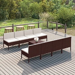 Maison Chic Salon de jardin 9 pcs + coussins - Mobilier/Meubles de jardin - Table et chaises d'extérieur Résine tressée Marron -MN68535