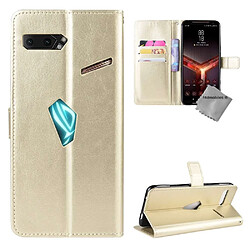 Htdmobiles Housse portefeuille avec coque intérieure en silicone pour Asus Rog Phone II ZS660KL + film ecran - OR