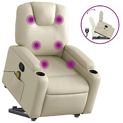 vidaXL Fauteuil inclinable de massage Crème Similicuir