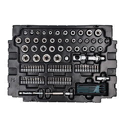 Makita Ensemble d'outils - 120 pièces (E-08713) 1/4 "/ 3/8" / cliquet / clé à douille / embouts / clé mixte en acier CV + Coffret Makpac