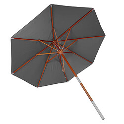 Mendler Parasol en bois HWC-C57, parasol de jardin, polyester/bois 14kg, corde ronde Ø3m antichoc ~ anthracite