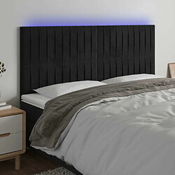 Maison Chic Tête de lit scandinave à LED,meuble de chambre Noir 180x5x118/128 cm Velours -MN10837