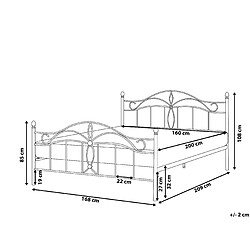 Avis Beliani Lit double en métal blanc 160 x 200 cm ANTLIA