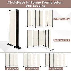 Helloshop26 Paravent à roulette 6 panneaux pliable détachables 334,5 x 172 cm cloison de séparation protéger privée beige 20_0005924