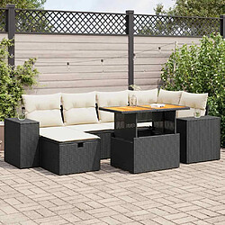 vidaXL Salon de jardin avec coussins 8 pcs noir résine tressée acacia