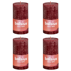 Bolsius Bougies pilier rustiques Shine 4 pcs 130x68 mm Rouge velours