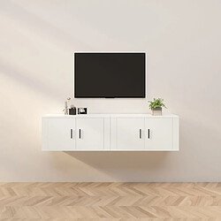 Maison Chic Lot de 2 Meubles TV muraux Banc TV suspendus pour salon blanc 80x34,5x40 cm -MN81885