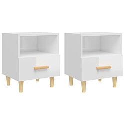 Maison Chic Lot de 2 Tables de chevet,Table de nuit,Table d'appoint pour salon Blanc brillant 40x35x47 cm -MN96829