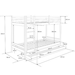 Avis Homestyle4U Lit blanc superposé avec matelas et tiroir 90x200
