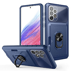 Coque en TPU + acrylique antichoc avec béquille en anneau et porte-carte Saphir/bleu pour votre Samsung Galaxy A53 5G