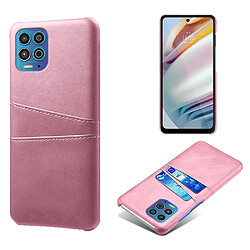 Coque en TPU + PU avec double porte-cartes or rose pour votre Motorola Moto G100/Edge S