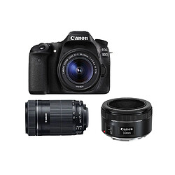 CANON EOS 80D KIT EF-S 18-55mm F3.5-5.6 IS STM + EF-S 55-250mm F4-5.6 IS STM (White Box) + EF 50mm F1.8 STM