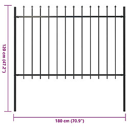 vidaXL Clôture de jardin avec dessus en lance Acier 1,8 m Noir pas cher