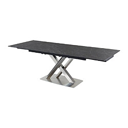 Acheter Vente-Unique Table à manger extensible THYLIA - 6 à 8 personnes - Céramique et Métal - Effet marbre noir