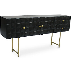 ICONIK INTERIOR Meuble console design vintage en bois massif et métal - Huisu Noir