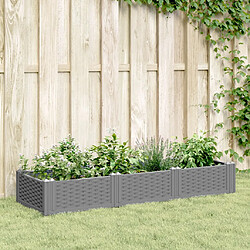 vidaXL Jardinière avec piquets gris clair 125x40x28,5 cm PP