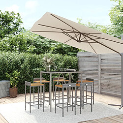 vidaXL Ensemble de bar jardin 7 pcs gris poly rotin/bois massif acacia