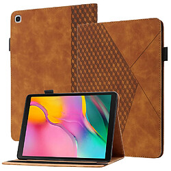 Etui en PU support motif losange skin touch, auto-absorbé, porte-cartes marron pour votre Samsung Galaxy Tab A 10.1 (2019) T510 T515