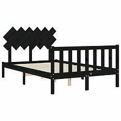 Maison Chic Lit adulte - Cadre Structure de lit avec tête de lit Contemporain noir 120x200 cm bois massif -MN50731 pas cher