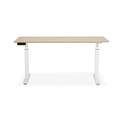 Mes Bureau 160x80x127 cm plateau naturel et métal blanc - ARUBA