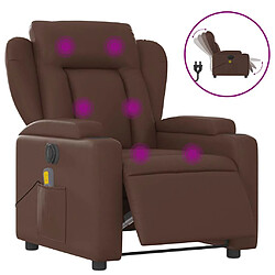 vidaXL Fauteuil de massage inclinable électrique marron similicuir