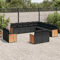 Maison Chic Salon de jardin avec coussins 13 pcs | Ensemble de Table et chaises | Mobilier d'Extérieur noir résine tressée -GKD98627