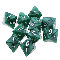 10pcs Dés 8 Faces Dés Polyédriques D8 Pour Les Jeux De Table De Fête Vert pas cher