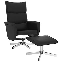 vidaXL Fauteuil inclinable avec repose-pied noir similicuir