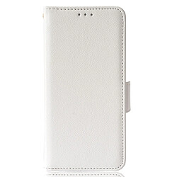 Etui en PU texture litchi, fermoir magnétique latéral avec support, blanc pour votre TCL 30E/30 SE/305/306/Sharp Aquos V6/V6 Plus