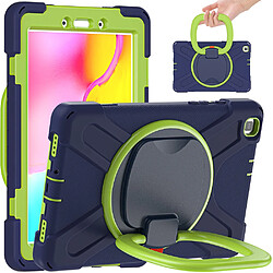 Coque en TPU + Silicone hybride avec béquille pivotante à 360° bleu foncé/vert pour votre Samsung Galaxy Tab A 8.0 Wi-Fi (2019) SM-T290/T295