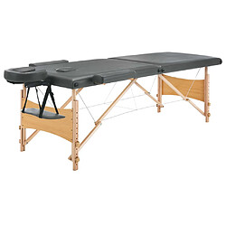 vidaXL Table de massage avec 2 zones Cadre en bois Anthracite 186x68cm