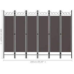 vidaXL Cloison de séparation 6 panneaux Anthracite 240x180 cm pas cher