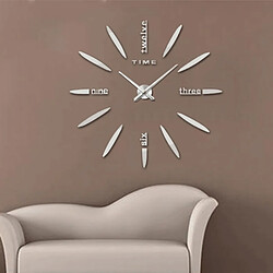 Wewoo Horloges DIY argent Chambre Home Decor Grand 3D Miroir DIY Wall Sticker Horloge, Taille: 100 * 100 cm