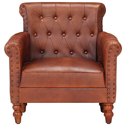 vidaXL Fauteuil Marron Cuir de chèvre véritable