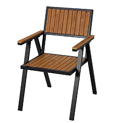 Avis Mendler Lot de 2 chaises de jardin HWC-J95, chaise de balcon aluminium aspect bois ~ structure noire, teak