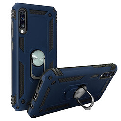 Avizar Coque Galaxy A70 Bi matière Rigide et Souple Bague Support Vidéo bleu nuit