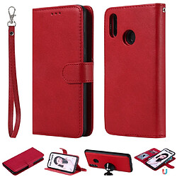 Wewoo Housse Coque Pour Huawei Honor 10 Lite Étui de protection à rabat horizontal de couleur unie avec support et fentes cartes et portefeuille et cadre photo et lanière rouge