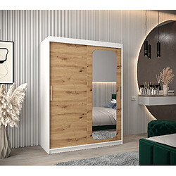 Abiks Meble Armoire PROMO T2 À Portes Coulissantes 200/150/62 2 Portes (Blanc/Artisan)