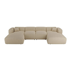 Vente-Unique Grand canapé d'angle panoramique en tissu texturé beige POGNI de Maison Céphy